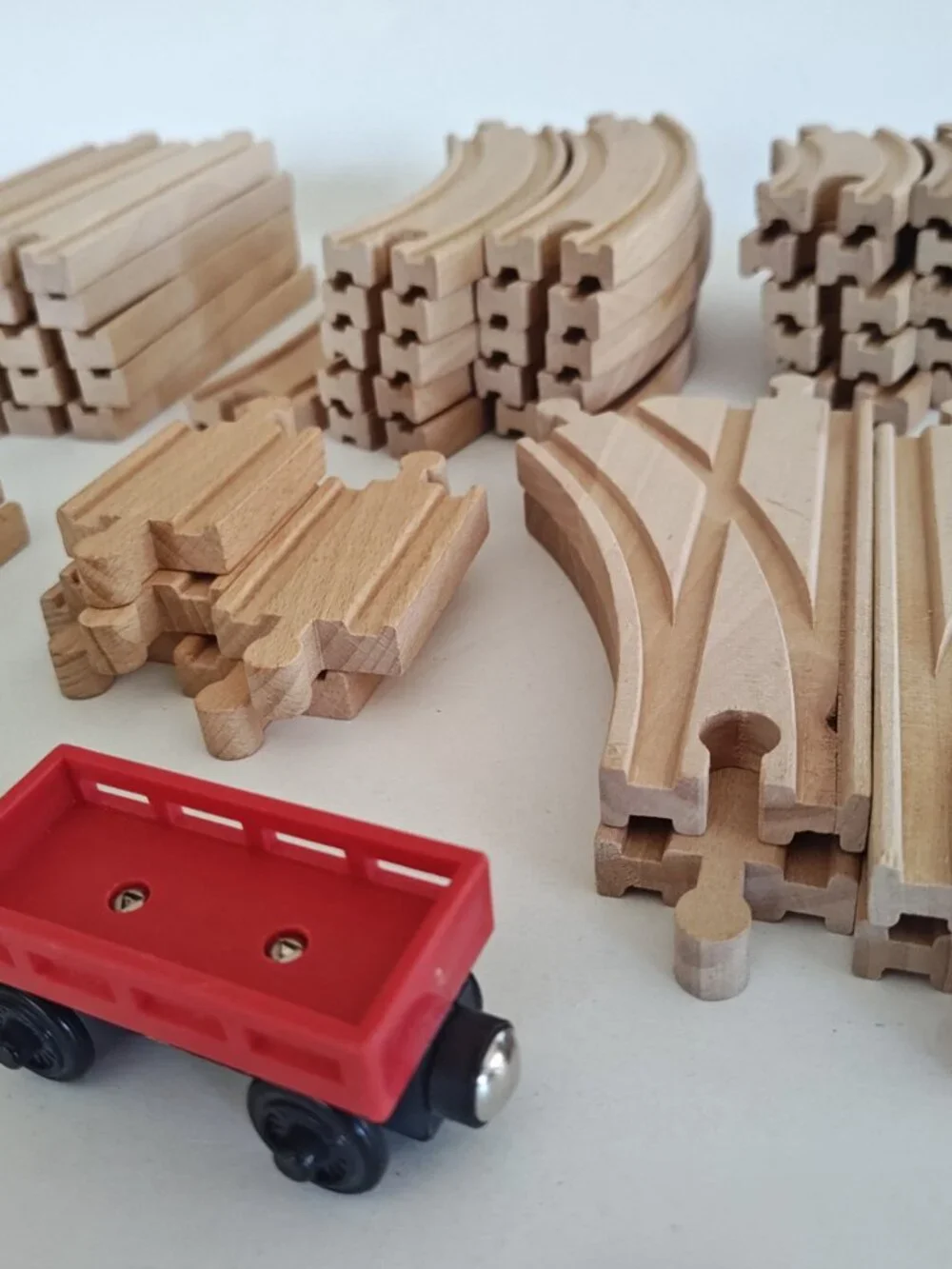 Wooden Train Railway Set 64 Pieces Brio-Compatible Track Train and extras